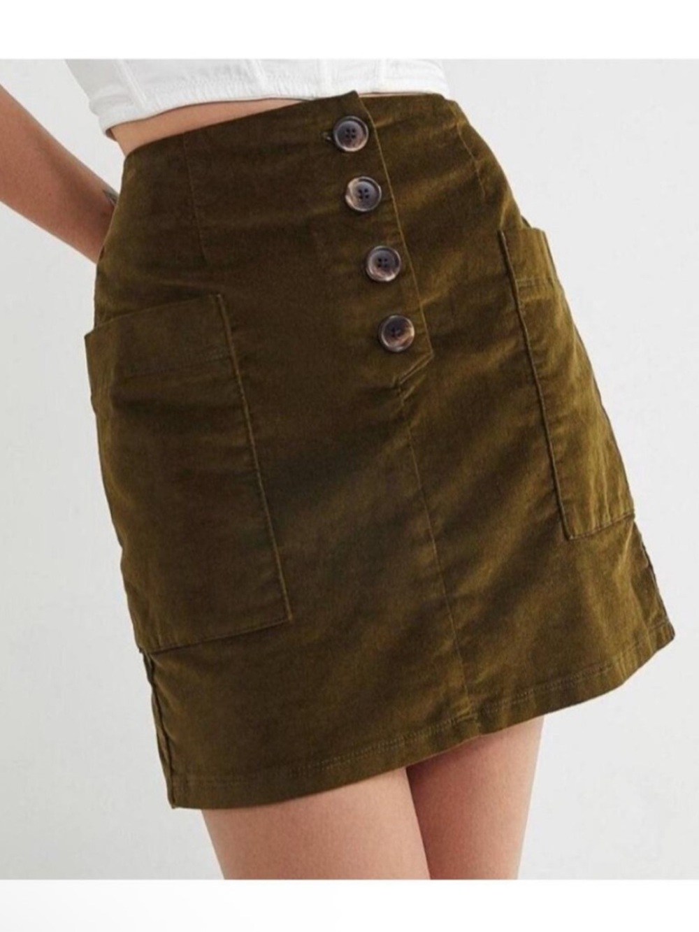 Urban Outfitters BDG Olive Green  Button Mini Skirt